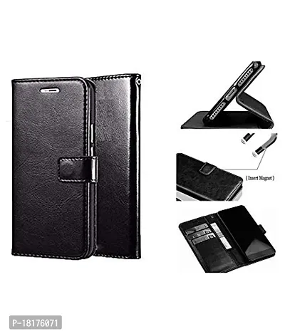 Flip Cover Back Case Cover for Vivo Y91 | Y95 | Y93 (Flexible | Leather Finish | Card Pockets Wallet  Stand | Black)-thumb2