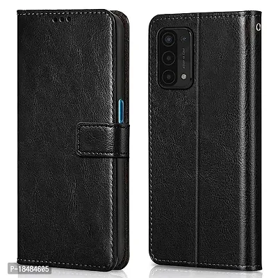 Shock Proof Flip Cover Back Case Cover for Oppo A74 4G | F19s | F19 (Flexible | Leather Finish | Card Pockets Wallet  Stand | Black)-thumb0
