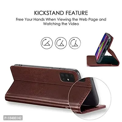 Flip Cover Case for OPPO A53 | OPPO A33 | OPPO A53s Leather | Inner TPU | Foldable Stand | Wallet Card Slots -(Brown)-thumb2