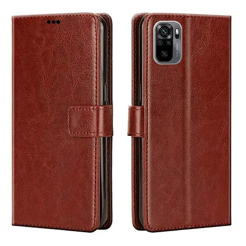 Mi Redmi Note 10s Flip Case | Vintage Leather Finish | Inside TPU | Wallet Stand | Magnetic Closing | Flip Cover for Mi Redmi Note 10s (Brown)