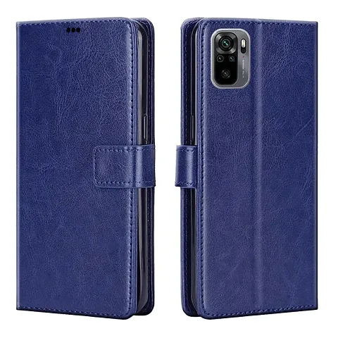 Mi Redmi Note 10s Flip Case | Vintage Leather Finish | Inside TPU | Wallet Stand | Magnetic Closing | Flip Cover for Mi Redmi Note 10s (Blue)