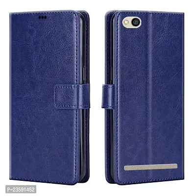 Mi Redmi 5A Flip Case | Vintage Leather Finish | Inside TPU | Wallet Stand | Magnetic Closing | Flip Cover for Mi Redmi 5A  (Blue)