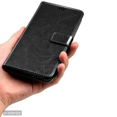 Mi Redmi 9 Prime Flip Case | Vintage Leather Finish | Inside TPU | Wallet Stand | Magnetic Closing | Flip Cover for Mi Redmi 9 Prime  (Black)-thumb3