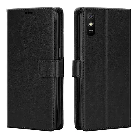 Blackpool Redmi 9A / 9i / 9A Sport Flip Leather Finish, Inside TPU with Card Pockets Flip Cover