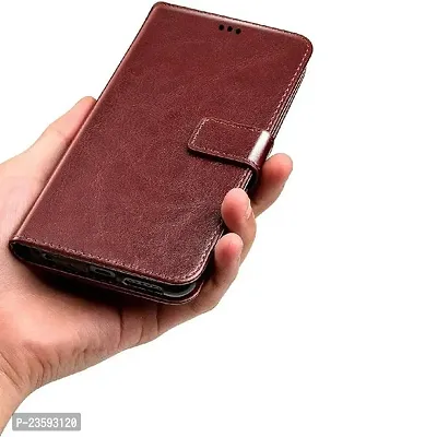 Mi Redmi 9A Flip Case | Vintage Leather Finish | Inside TPU | Wallet Stand | Magnetic Closing | Flip Cover for Mi Redmi 9A (Brown)-thumb2