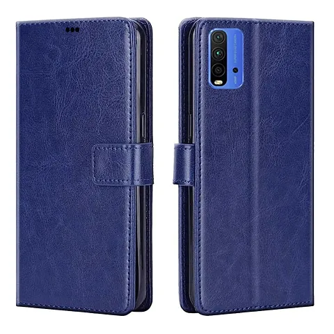 Poco M3 Flip Back Cover Case | Leather Finish | Inbuilt Stand Pockets | Wallet Flip Cover Case for Poco M3 (Blue)