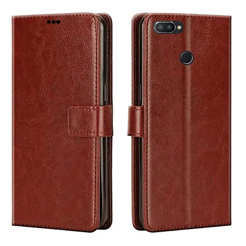 Oppo A7 Flip Cover (Brown)