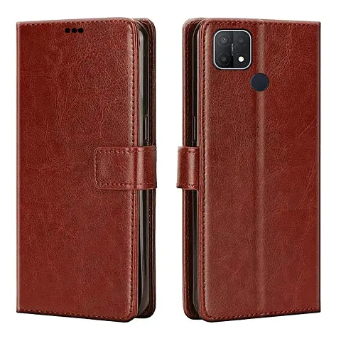 Oppo A15 Flip Cover  (Brown)