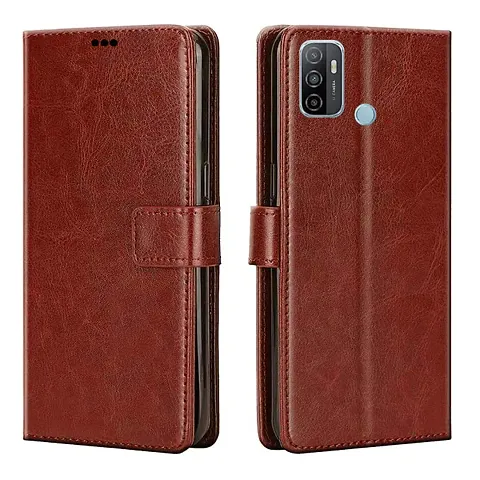 Oppo A53 Flip Cover (Brown)