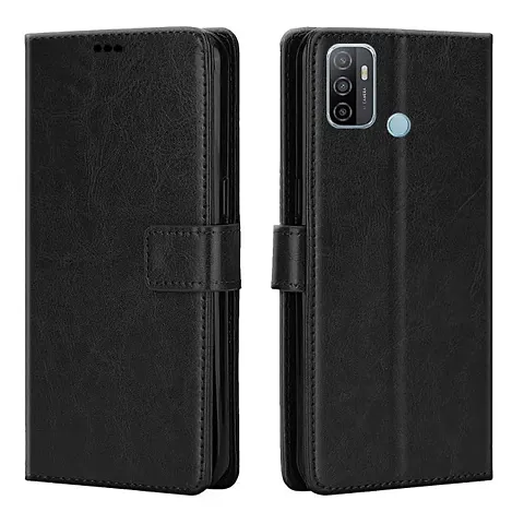 Oppo A53 Flip Cover (Black)