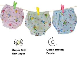 Vendy Kids PVC Diaper Joker Plastic Panty Padded Baby Nappy Panty Training Pants with Inner absorbable Cloth  Outer Plastic Reusable  Waterproof plastic pants (0-6Months ) small siz pack of 3-thumb2