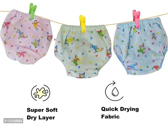 Vendy Kids PVC Diaper Joker Plastic Panty Padded Baby Nappy Panty Training Pants with Inner absorbable Cloth  Outer Plastic Reusable  Waterproof plastic pants (0-6Months ) small siz pack of 3-thumb3