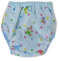 Reusable  Waterproof PVC Plastic Diaper Joker Panties/Diaper Padded Baby Nappy Panties/Training Pants With Inner  Outer Soft Plastic- Pack of 6 (Small) (Sea Green,Pink,Blue)-thumb1