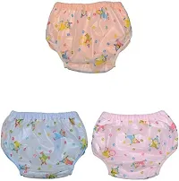 Reusable  Waterproof PVC Plastic Diaper Joker Panties/Diaper Padded Baby Nappy Panties/Training Pants With Inner  Outer Soft Plastic- Pack of 6 (Small) (Sea Green,Pink,Blue)-thumb2