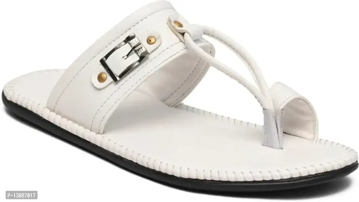 Royal Chief Men Synthetic Leather multicolour Flip Flop l Chappal (White, numeric_9)-thumb0