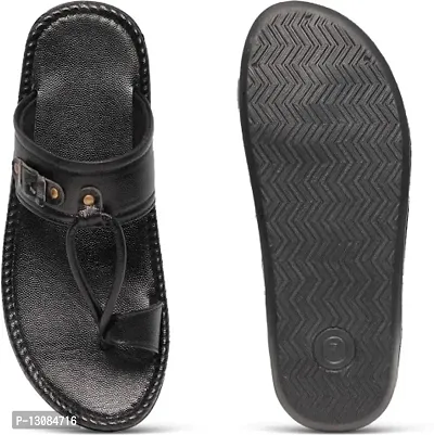 Royal Chief Men's Synthetic Leather Flip Flop (Black, 10)-thumb4
