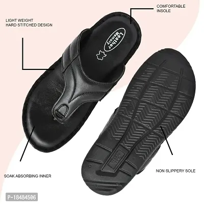Extra soft Care Orthopedic  Comfortable  Sole Footwear Daily Use Casual Home Wear Stylish Latest Black genuine leather Thump Chappal-Sandals-Slippers for Men's-Gents-Boy'-thumb5