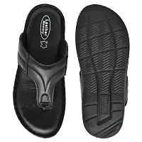 Extra soft Care Orthopedic  Comfortable  Sole Footwear Daily Use Casual Home Wear Stylish Latest Black genuine leather Thump Chappal-Sandals-Slippers for Men's-Gents-Boy'-thumb1