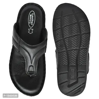 Extra soft Care Orthopedic  Comfortable  Sole Footwear Daily Use Casual Home Wear Stylish Latest Black genuine leather Thump Chappal-Sandals-Slippers for Men's-Gents-Boy'-thumb2