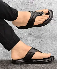 Extra soft Care Orthopedic  Comfortable  Sole Footwear Daily Use Casual Home Wear Stylish Latest Black genuine leather Thump Chappal-Sandals-Slippers for Men's-Gents-Boy'-thumb2