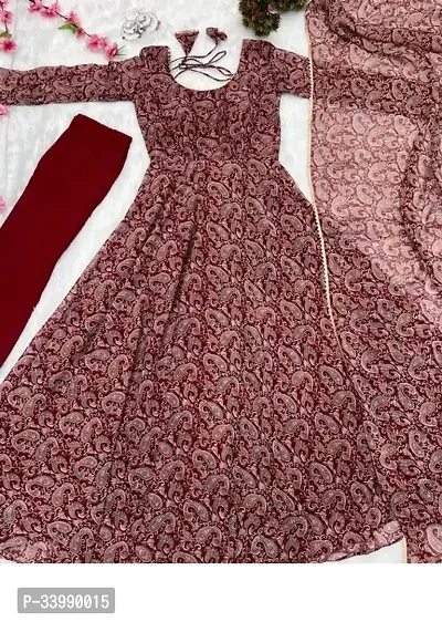 Indo western Maroon Printed Georgette Gown for Women and Girls-thumb3