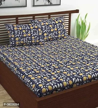 Comfortable Cotton Printed King Size Double Bedsheet with 2 Pillow Covers-thumb0