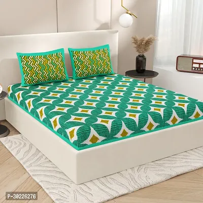 Comfortable Cotton Printed King Size Double Bedsheet with 2 Pillow Covers