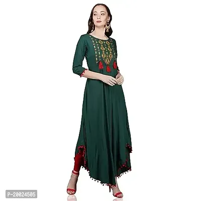 Royansh Women's Embroidered Rayon Asymmetric Kurta-thumb0