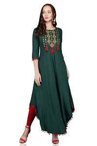 Royansh Women's Embroidered Rayon Asymmetric Kurta-thumb2