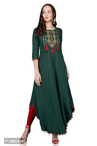 Royansh Women's Embroidered Rayon Asymmetric Kurta-thumb3