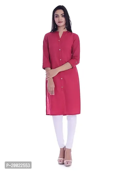 Royansh Women's Solid Straight Cotton Kurti