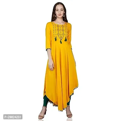 Royansh Women's Embroidered Rayon Asymmetric Kurta-thumb0