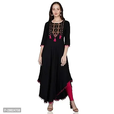 Royansh Women's Embroidered Rayon Asymmetric Kurta