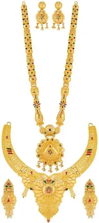 Combo Of 2 Traditional Golden Alloy Bridal Jewellery Set