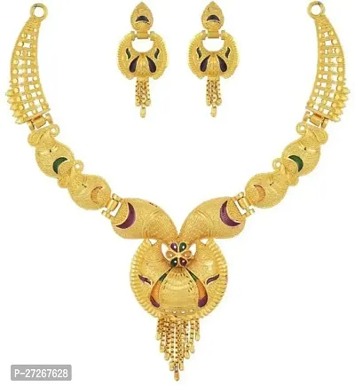 Stylish Golden Brass Jewellery Set For Women Pack Of 1-thumb0