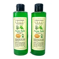 Khadi Natural Herbal neem and tulsi shampoo For Hair Fall, Free From Parabens,Anti Dandruff  Anti Hair Fall ,Damaged Hair,Enriched with Fiber Actives, Repairs Hair Damage 200 ml combo pack off 02-thumb3