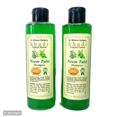 Khadi Natural Herbal neem and tulsi shampoo For Hair Fall, Free From Parabens,Anti Dandruff  Anti Hair Fall ,Damaged Hair,Enriched with Fiber Actives, Repairs Hair Damage 200 ml combo pack off 02-thumb4