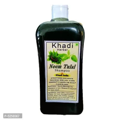 khadi natural herbal neem and tulsi shampoo for Fall, Dandruff, Frizz Control, Shine & Strength, Intense Repair Shampoo For Damaged Hair,Enriched with Fiber Actives, Repairs Hair Damage 1 liter