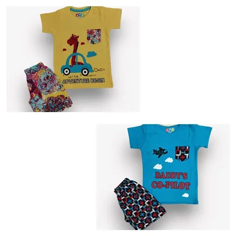 Fancy Cotton Printed Clothing Set For Baby Boy Pack Of 2