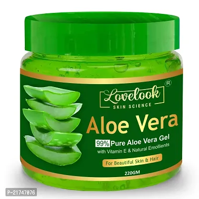 Lovelook Herbal Natural Aloe Vera Gel Green Soothing, Cooling, Moisturizing, Vegan , It Absorbs Rapidly With No Sticky Residue