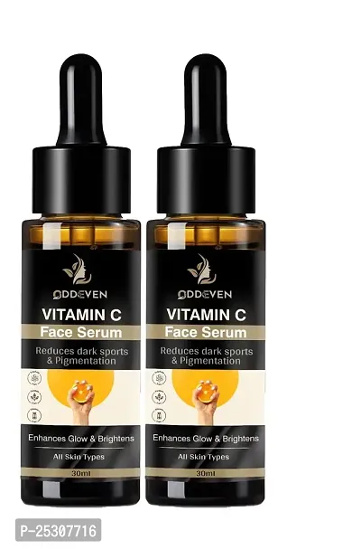 Vitamin C Face Serum with Mandarin for Glowing Skin with Pure Ethyl Ascorbic Acid for Dull Skin, Fragrance-Free, 30 ml (pack of 2)