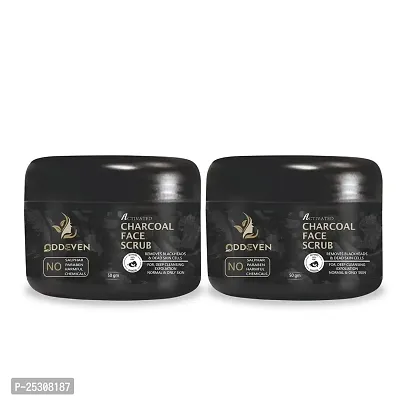 Oddeven Activated Charcoal Anti-pollution Face Care - Charcoal Face Scrub  Face Wash, 50 gm Each (Combo of 2)