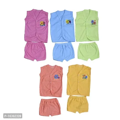 Colorful Cotton Just Born Baby boys and baby girls Sleeveless Top and Bottom Set Combo for Infants Babies Up to 12 Months (Pack of 10)multicolour-thumb4