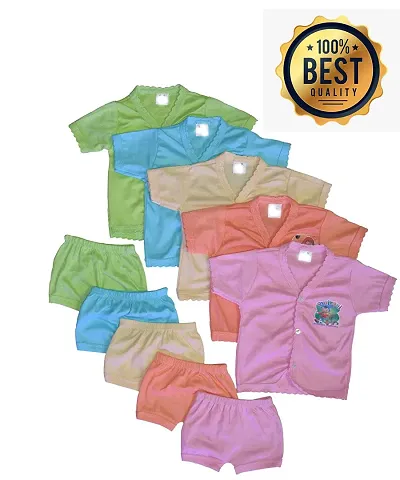 Unisex baby boys and baby girls half T-Shirts and short pant (pack of 5)multicolour