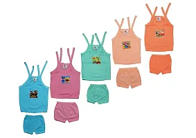 unisex  baby girls and  baby boys  strips sleeveless top  and shorts soft cotton regular fit (pack of 5)multicolour-thumb1