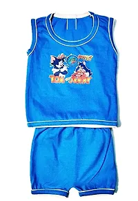 Baby Boys and  Girls 100% Cotton Vests, Jhabla T-Shirt with Shorts Sets | Dress for Kids Infant Toddler | Casual New Born Baby Clothes (Set OF 3)-thumb1