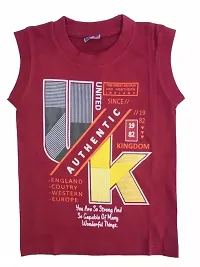 Boys printed Summer Cotton Sleeveless cut  Tshirt -Mix Prints-5pc(Multicolor, 12 Months to 6year)-thumb2