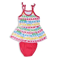 Baby Girls Cotton Printed Sleeveless Knee-Length A-Line Frock and Pantie Set ( Pack of )Multicolour, 03-12 Months|-thumb2