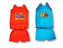 Unisex baby boys and baby girls frock with short soft hosiery printed dress regular fit (pack of 6)multicolour-thumb2