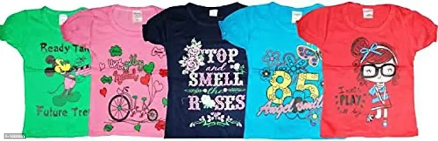 Baby girls half sleeve tshirts cotton printed (pack of 5)multicolor